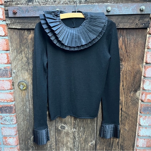 Saks Fifth Avenue Sweaters - Saks Fifth Avenue Black Pleated Collar Top